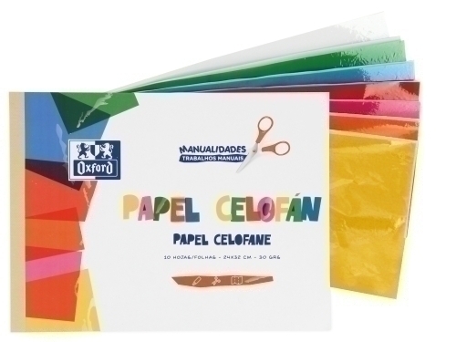 Block 10 hojas de papel Celofán colores transparentes
