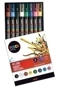 Marcadores UNI POSCA PC3M Estuche 8 colores básicos – Hacemos Arte de tus  Sueños…