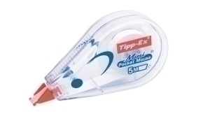 Tipp-Ex Cinta Correctora Mini Pocket Mouse – Óptimo para Material Escolar -  6 m x 5 mm, Pack de 2+1, Color Blanco